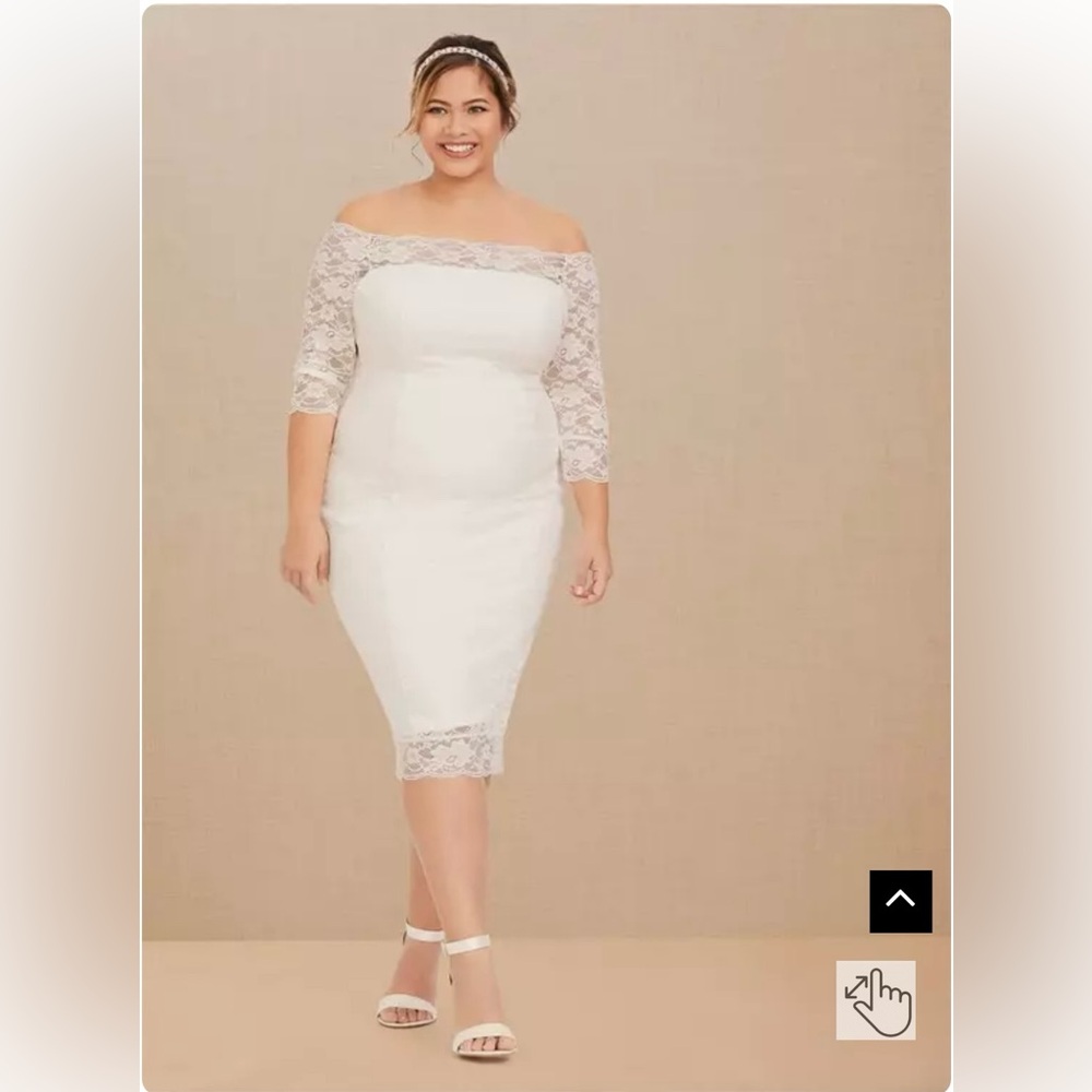 Torrid White Lace Off-Shoulder Dress